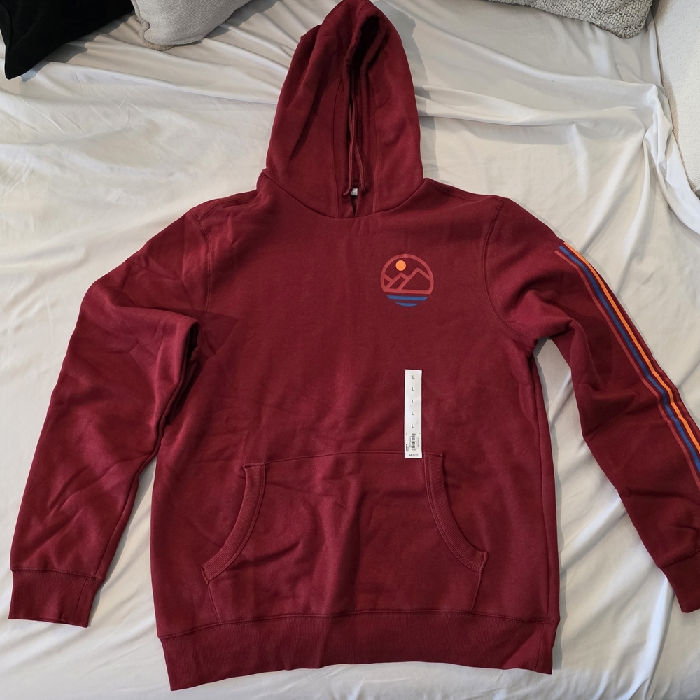 Sonoma Maroon Hoodie with Striped Sleeve